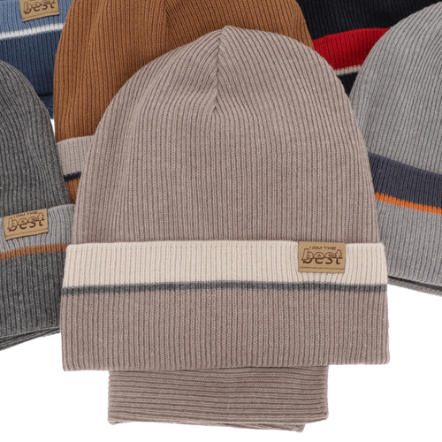 Children's autumn/ spring set: hat and tube scarf, with cotton, camel Antonio