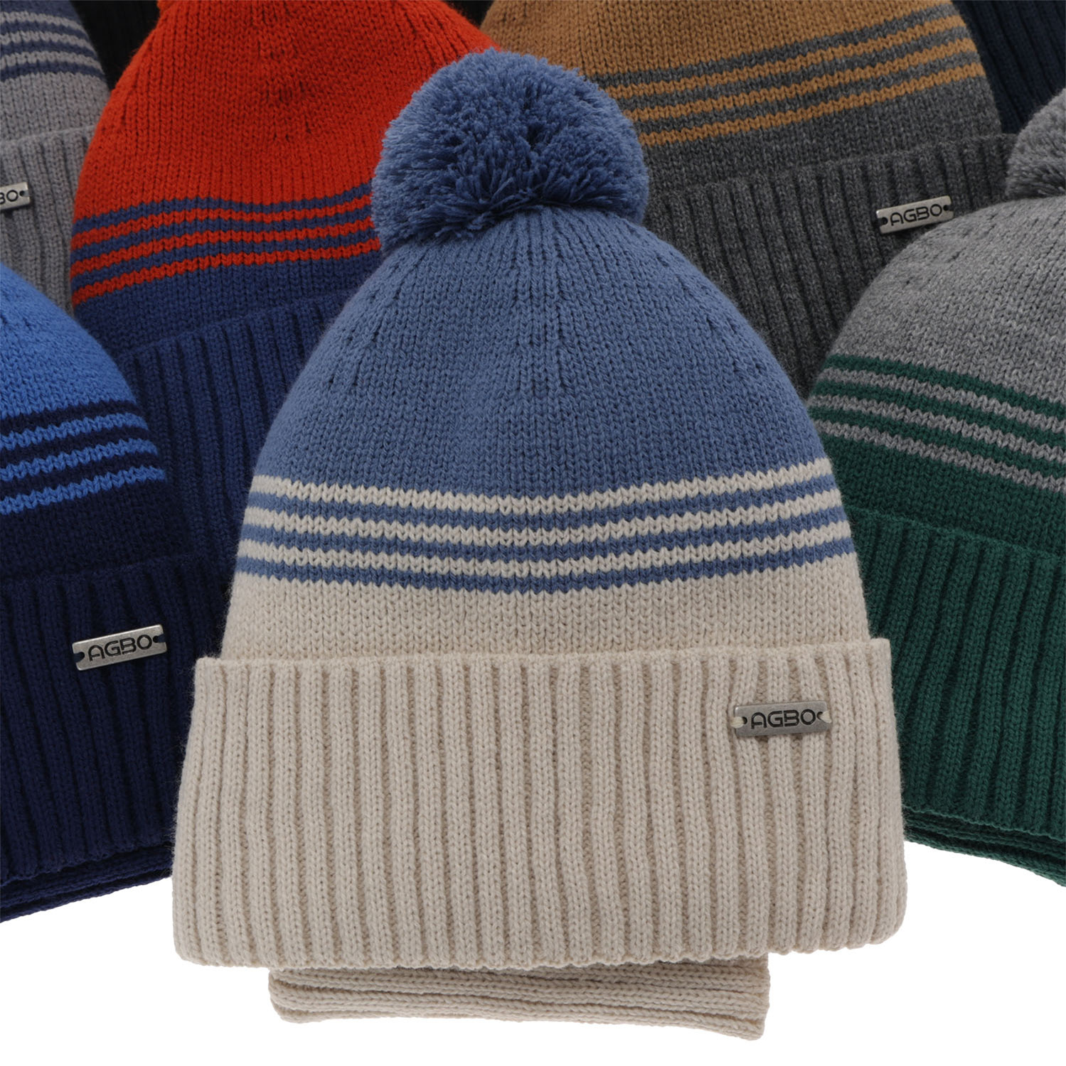 Boy's winter set: hat and tube scarf grey with pompom Pallas