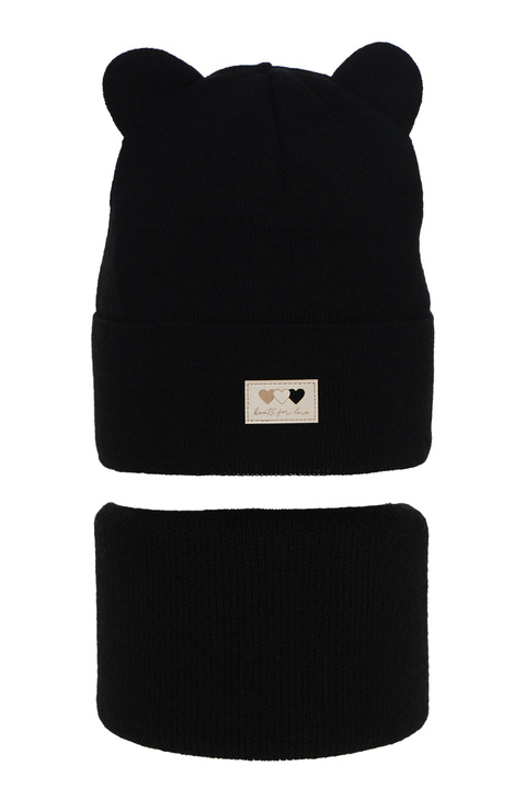 Girl's winter set: hat and tube scarf black Xantia