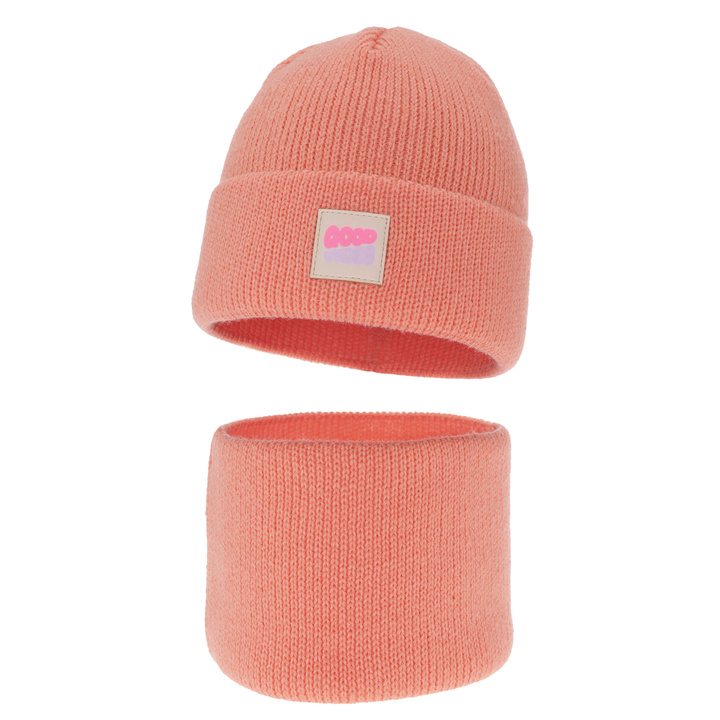 Girl's winter set: hat and tube scarf orange Josephin