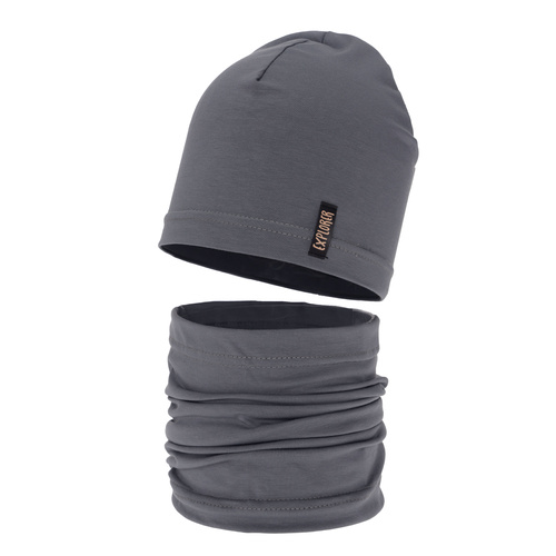 Boy's spring/ autumn set: hat and tube scarf grey Hobart