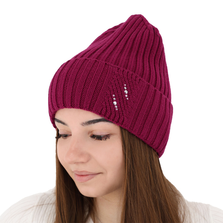 Woman's winter hat pink Ariga 100% extra fine merino wool