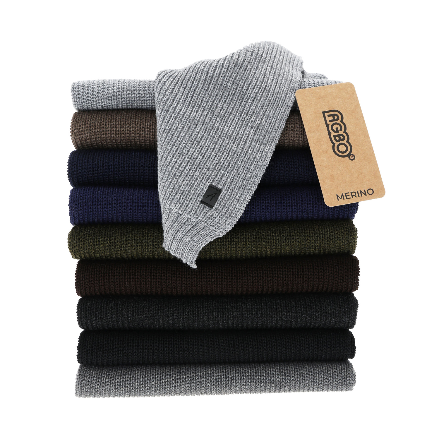 Men's winter scarf, gray, with merino wool Algor