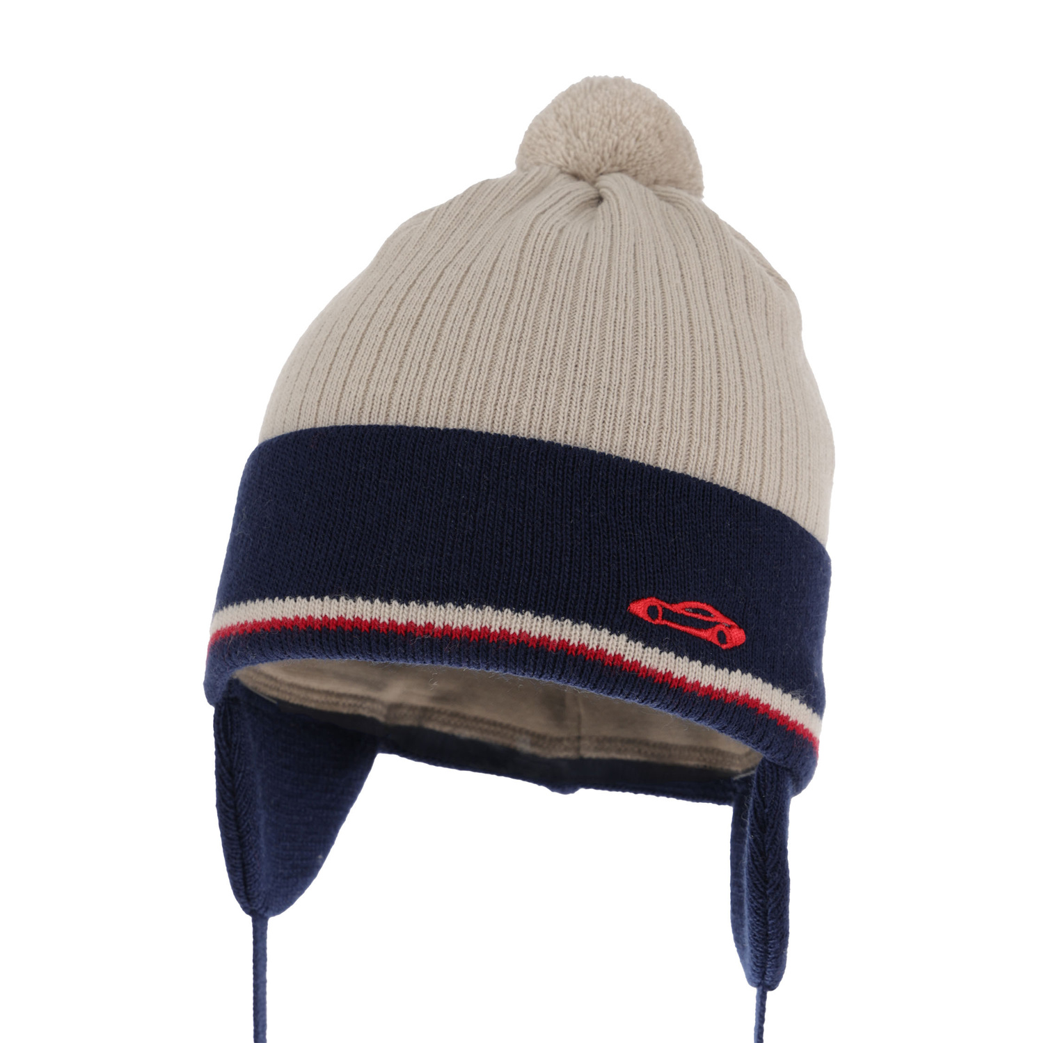 Boy's spring/ autumn hat beige with pompom Jacob