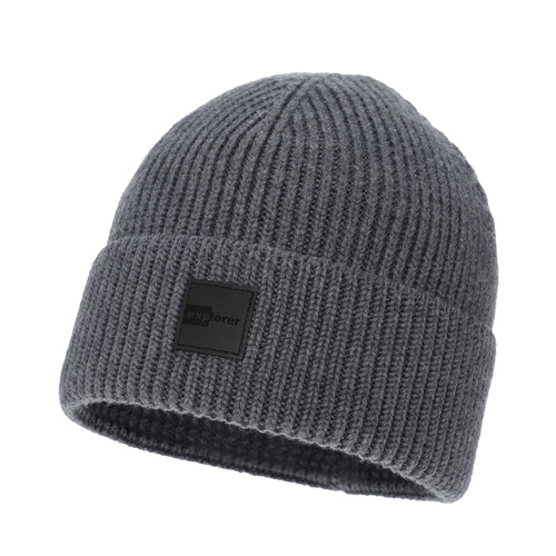 Men's winter hat navy grey 100% merino wool Iron