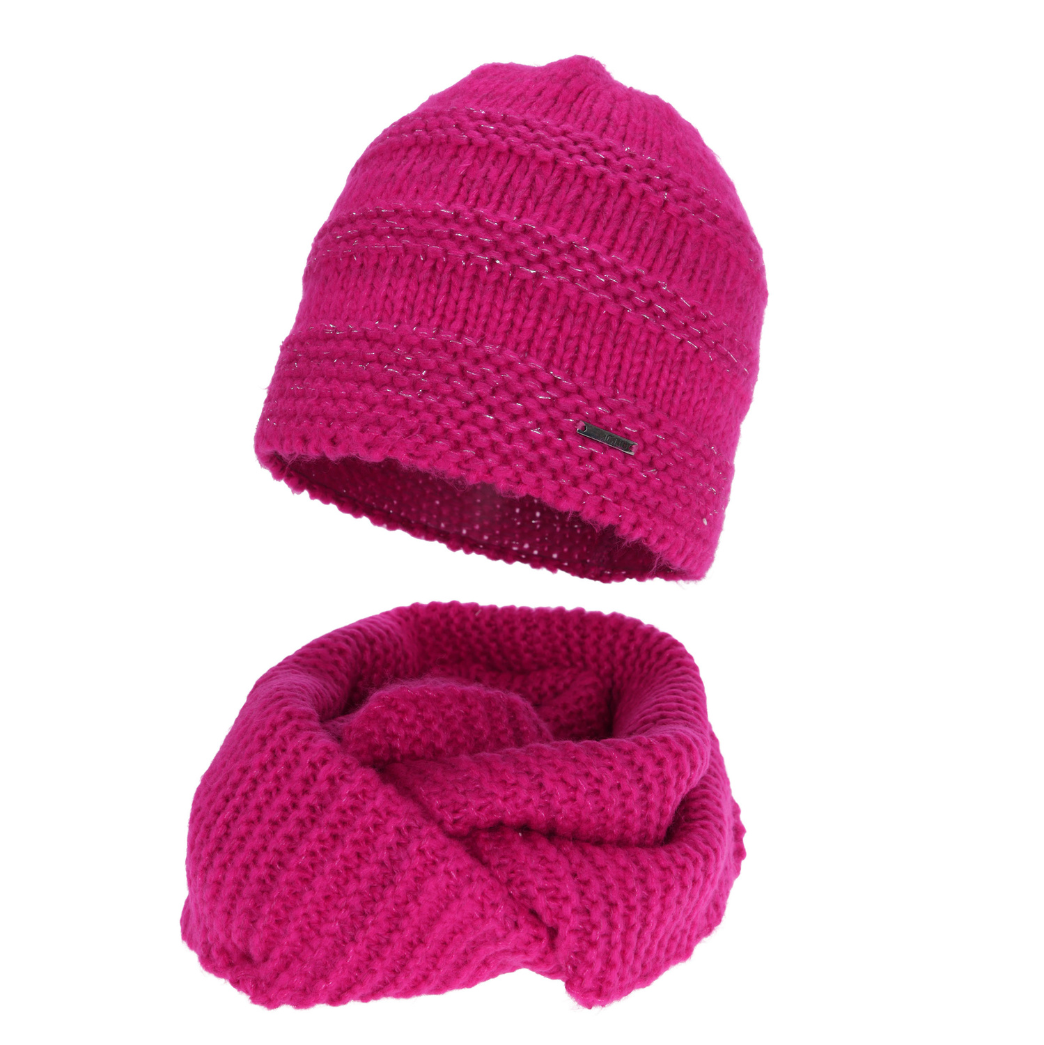 Winter set: hat and tube scarf, amaranth, with merino wool, Driva