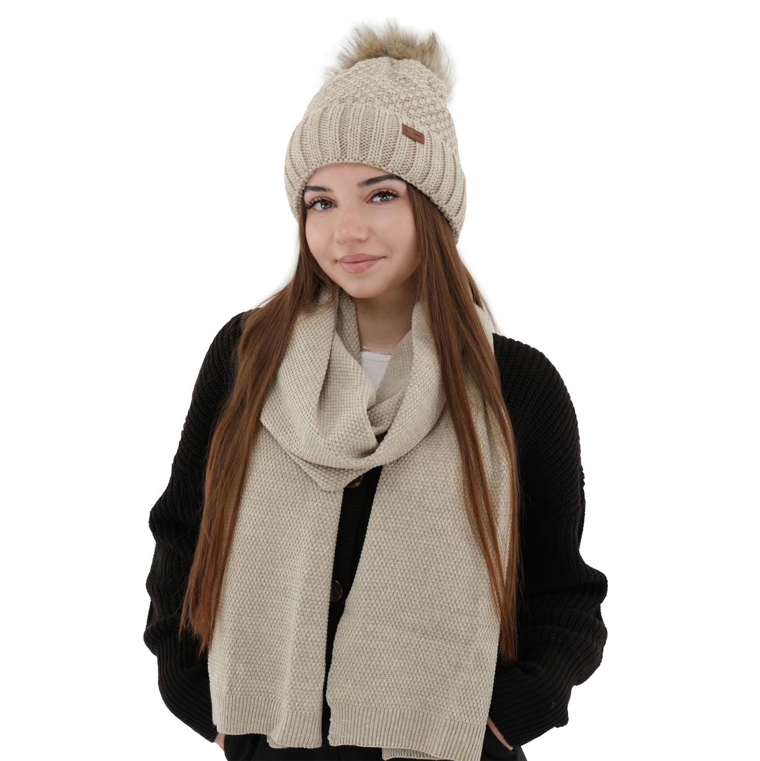 Women's winter scarf beige Agora