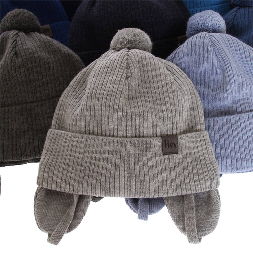 Boy's spring/ autumn hat navy blue Axel with pompom