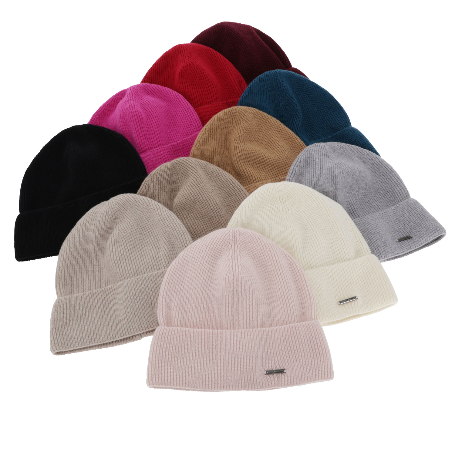 Woman's autumn winter hat, beige, with merino wool and cashmere, Sindra