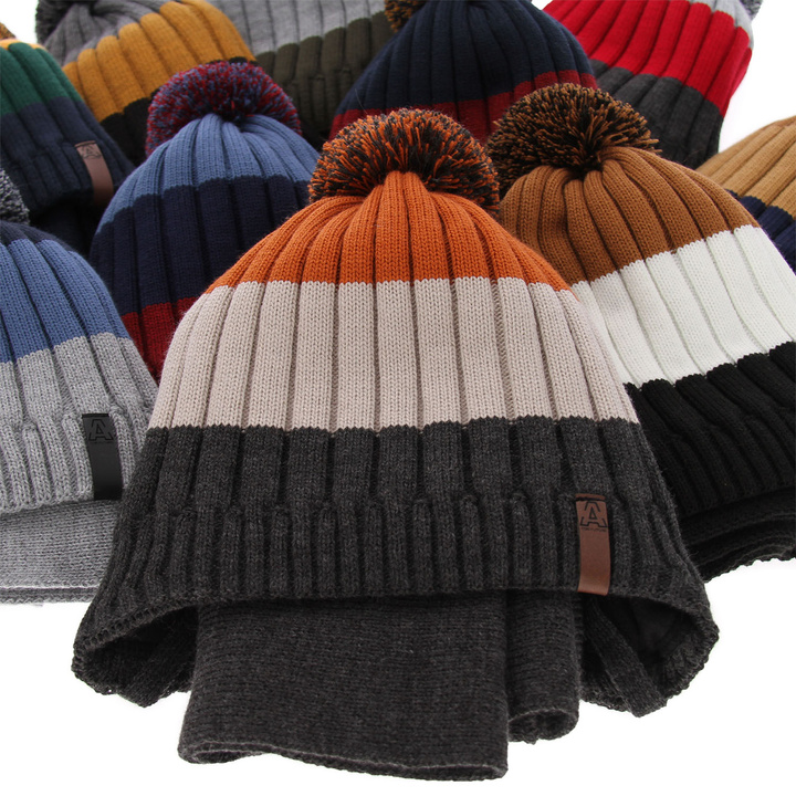 Boy's winter set: hat and tube scarf black Hary with pompom
