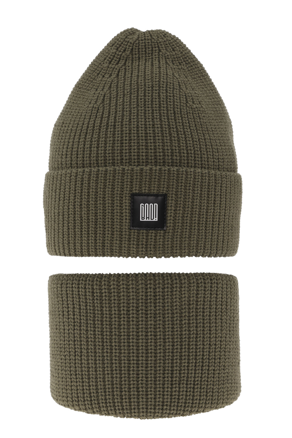 Boy's winter set: hat and tube scarf khaki Amadeo