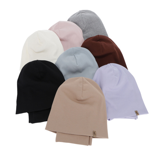 Girl's spring, autumn set: hat and tube scarf, beige, cotton, Bravura