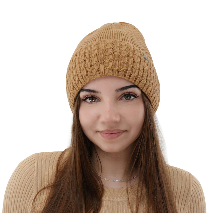 Woman's winter hat camel merino wool Febe