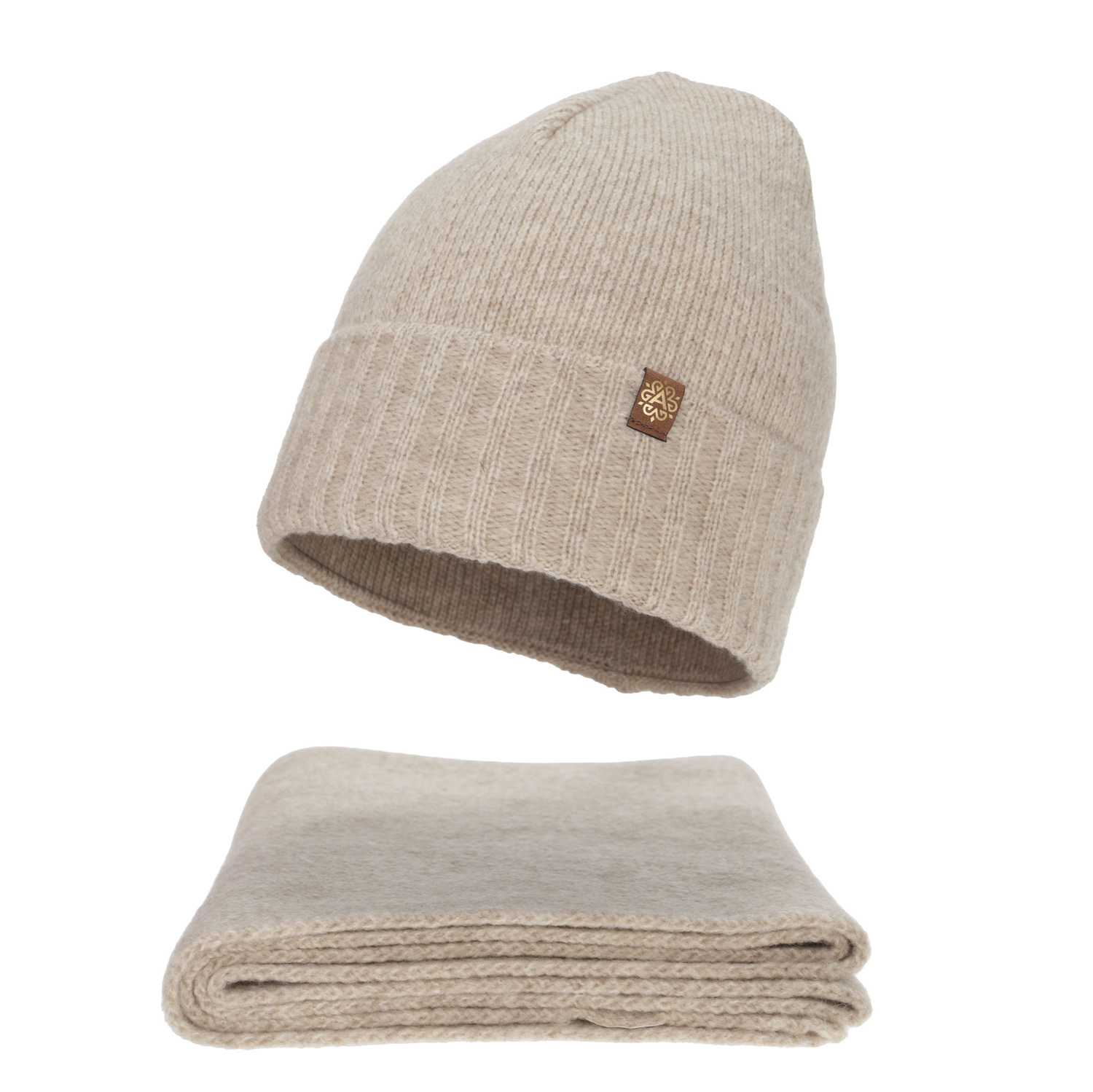 Woman's winter set: hat and scarf, light beige, Shasta