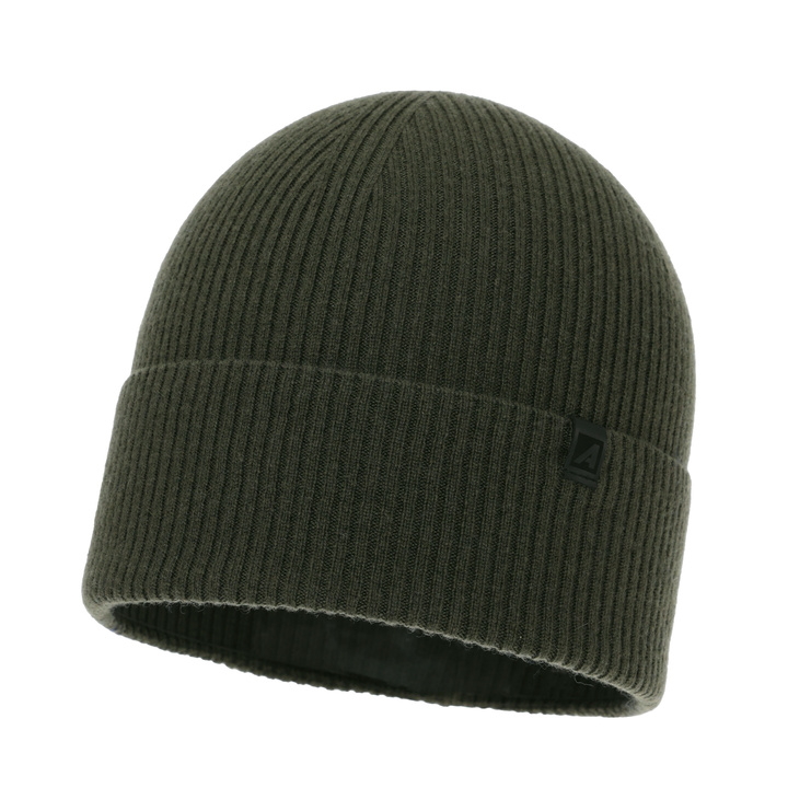 Men's winter hat, khaki, with merino wool and cashmere, Azuryt