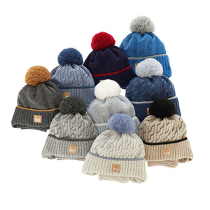 Boy's winter set: hat and tube scarf grey Pikolo with pompom