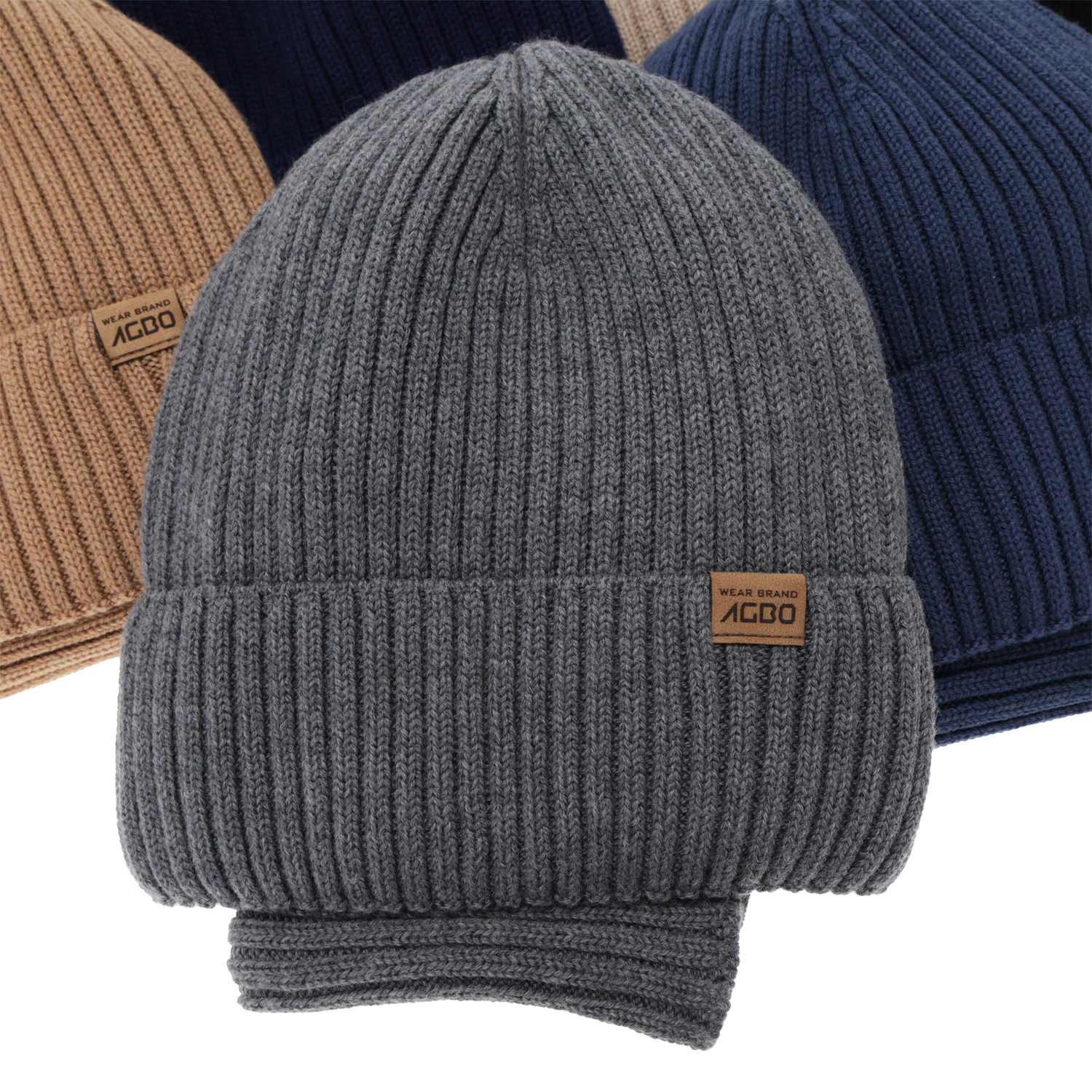 Hat and tube scarf for boy, winter set, 100% merino wool, with merino wool lining, brown, Domin