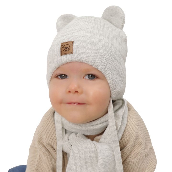 Boy's winter set: hat and scarf ecru Anthony