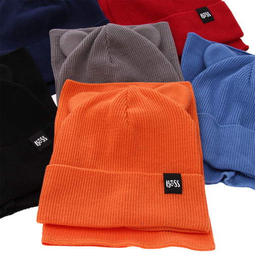 Children's autumn/ spring set: hat and tube scarf, with cotton, orange Grajan