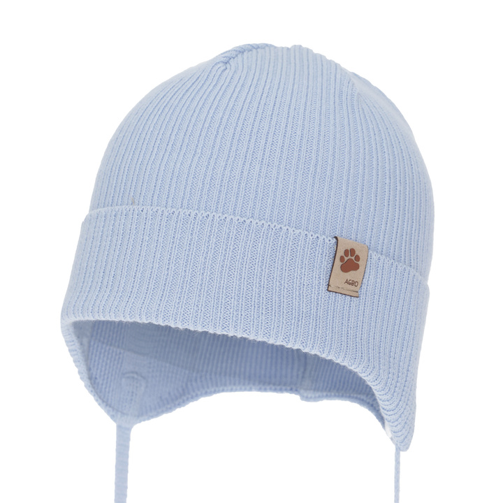 Boy's spring/ autumn hat, light blue, with ears, 100% cotton, Elmar