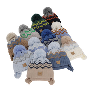 Boy's winter set: hat and scarf blue with pompom Marcus