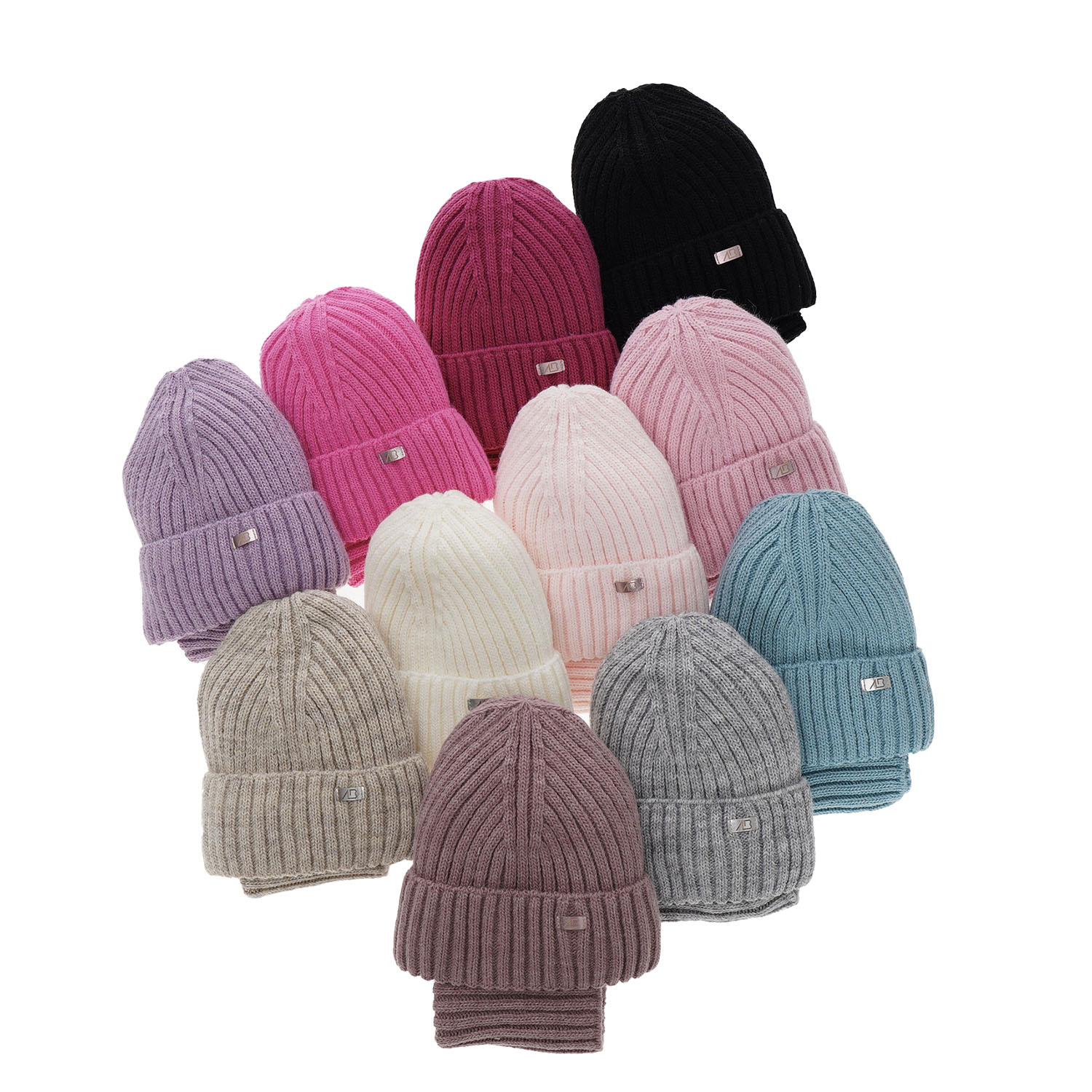 Girl's winter set: hat and tube scarf ecru Valentine