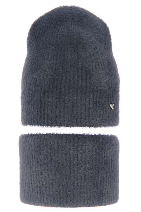 Woman's winter set: hat and tube scarf grey Adria elegance 