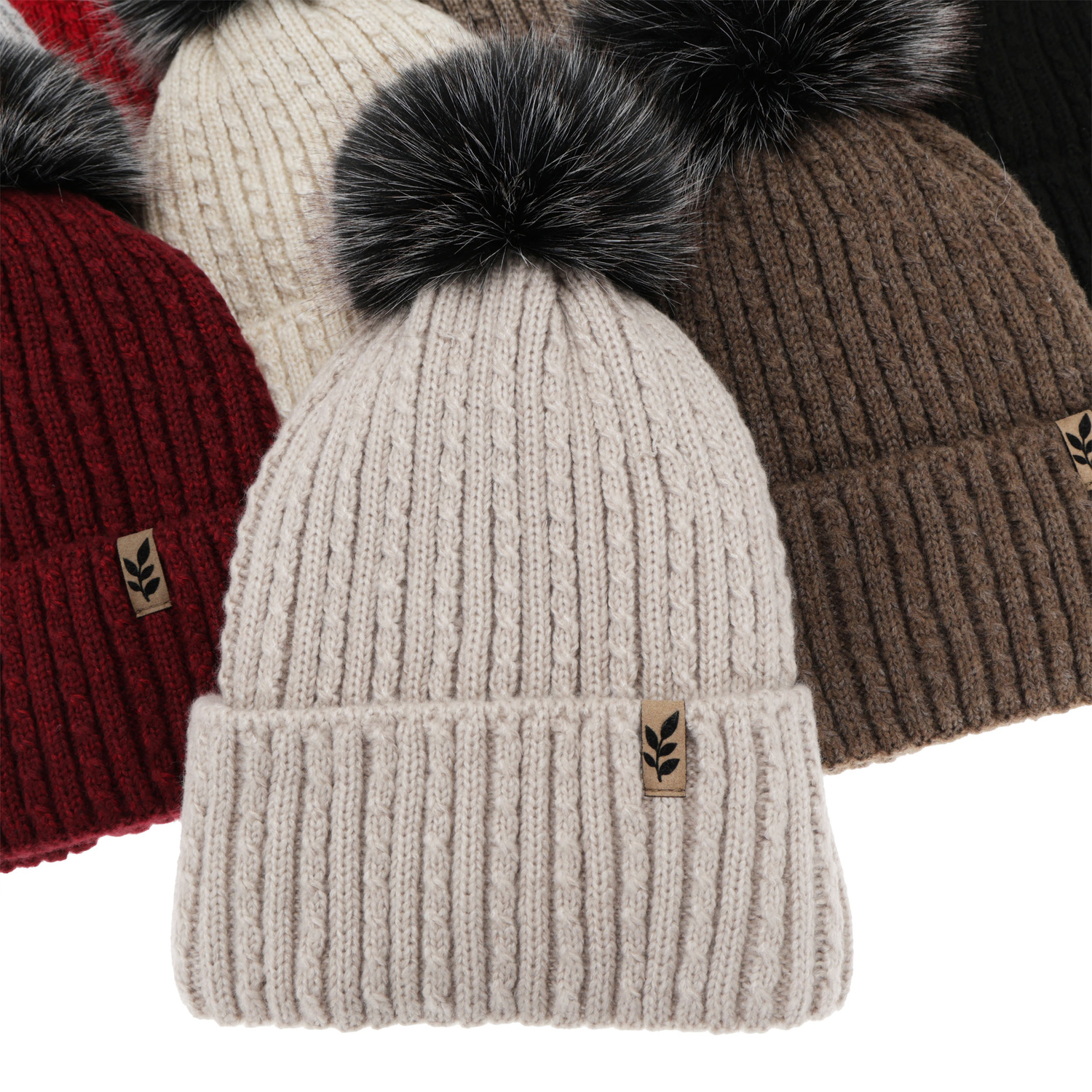 Woman's winter hat, red, with pompom, Calista