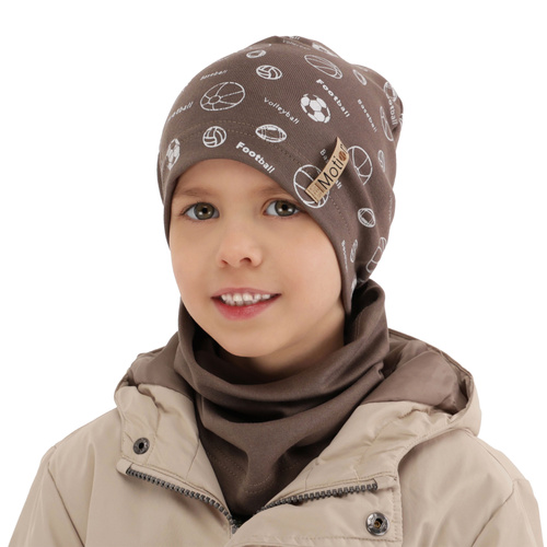 Boy's spring/ autumn set: hat and tube scarf grey Paolo
