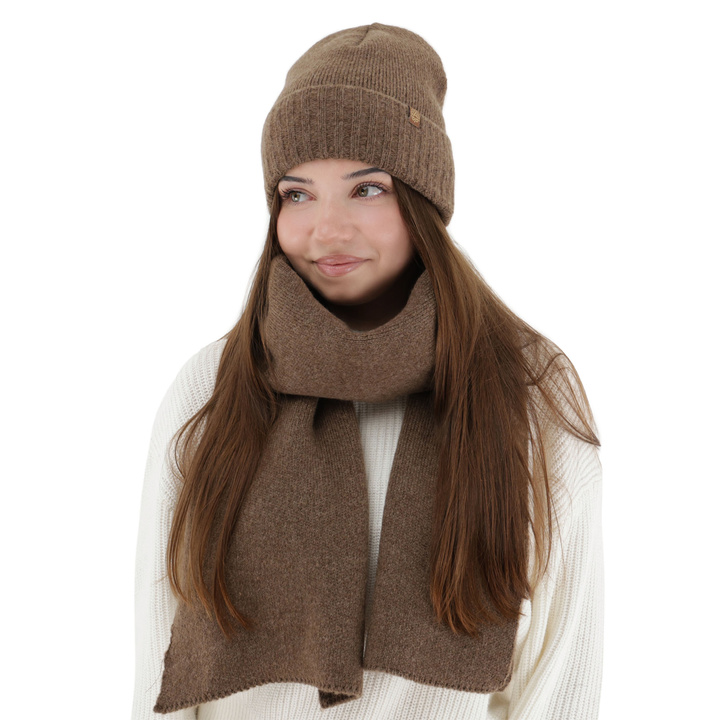 Woman's winter set: hat and scarf, brown, Shasta