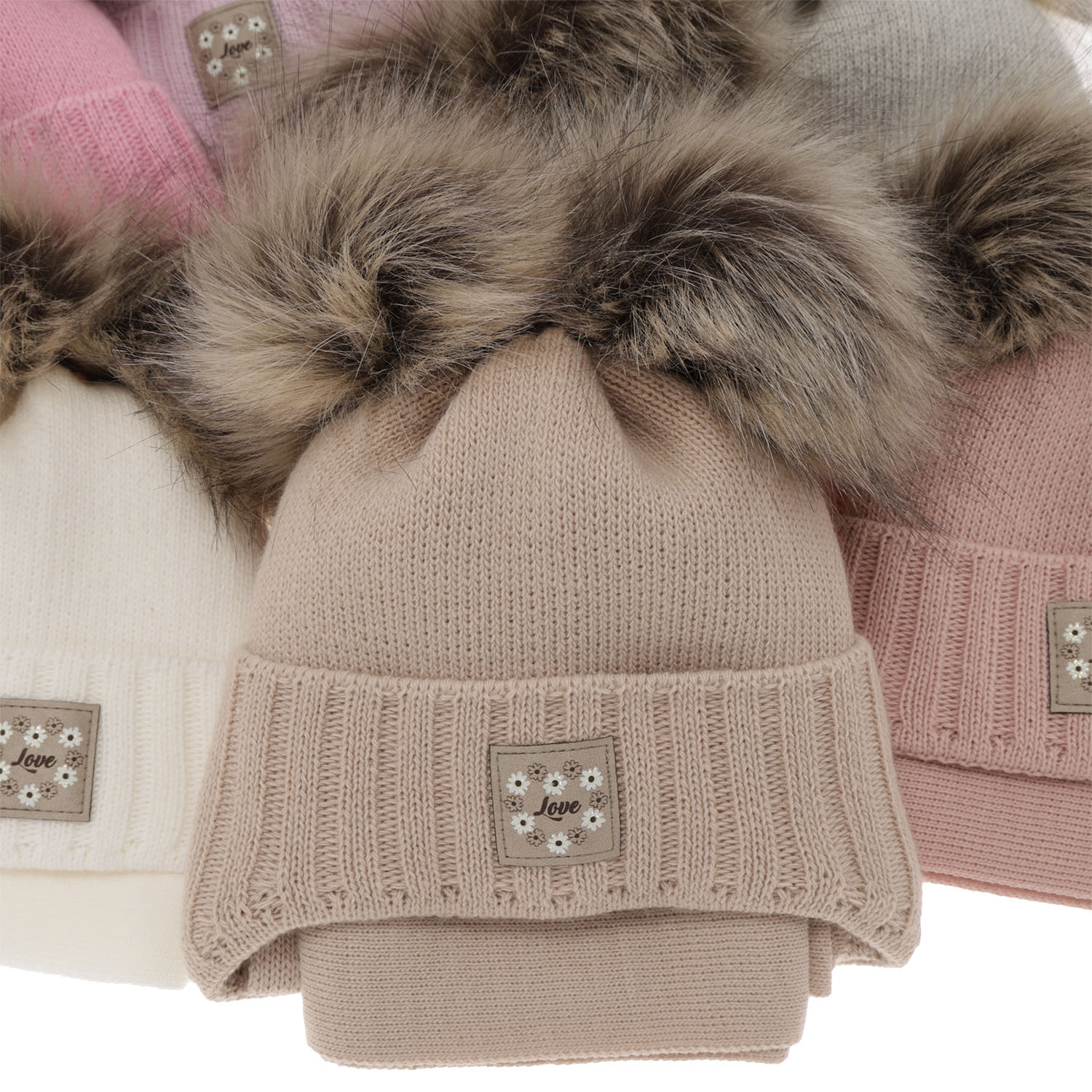 Girls winter set: hat and scarf white with two pompoms Jazz