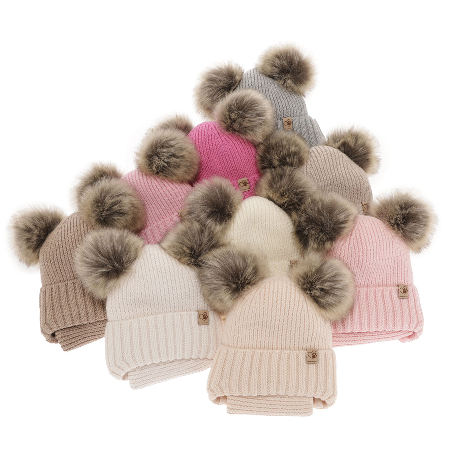 Girl's winter set: hat and tube scarf ecru made of 100% extra fine merino wool Silvia