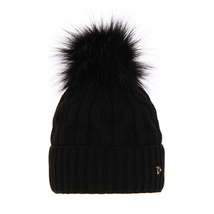 Woman's winter hat black Laona with pompom