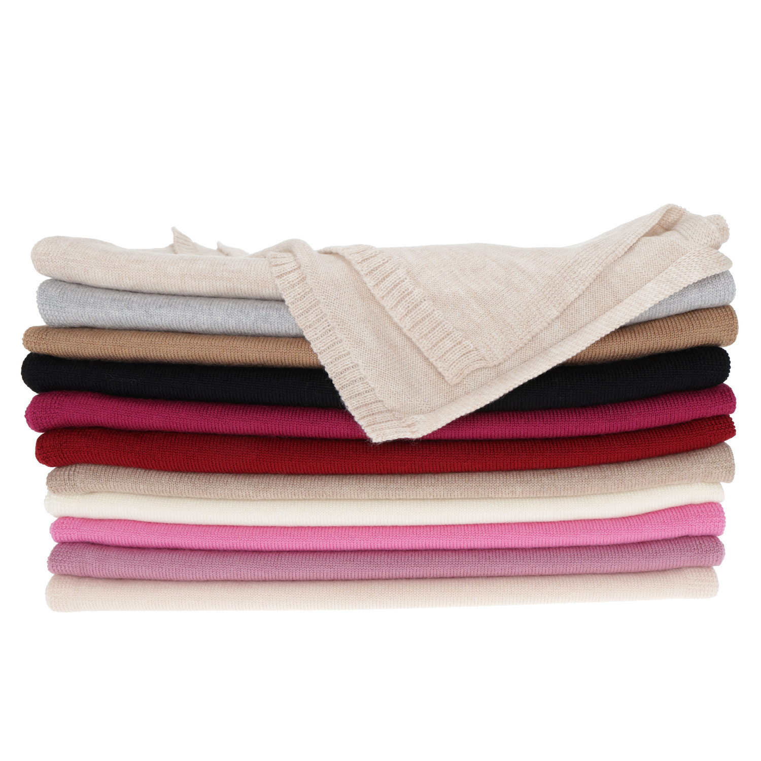 Woman's winter scarf, light pink, 100% merino wool, Elonia