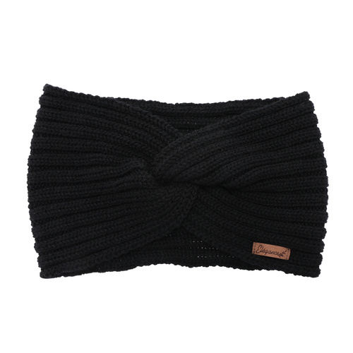 Woman's winter headband, black, 100% merino wool, Veka