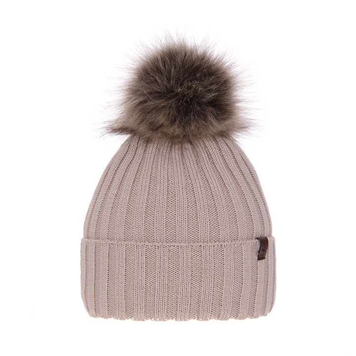 Woman's winter hat in beige merino wool Texa