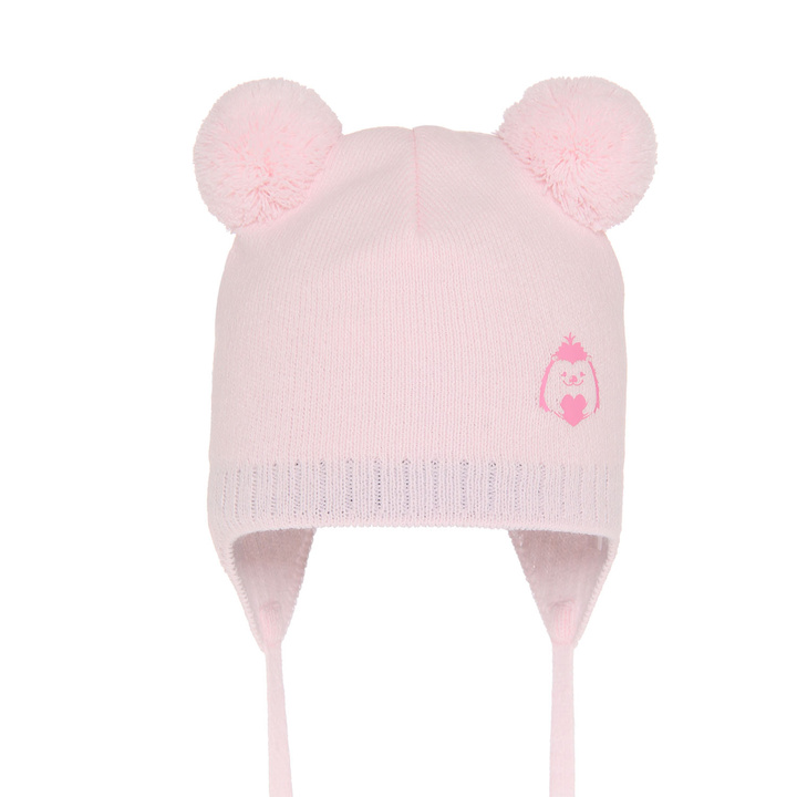 Girl's spring/ autumn hat pink Bunia with two pompom