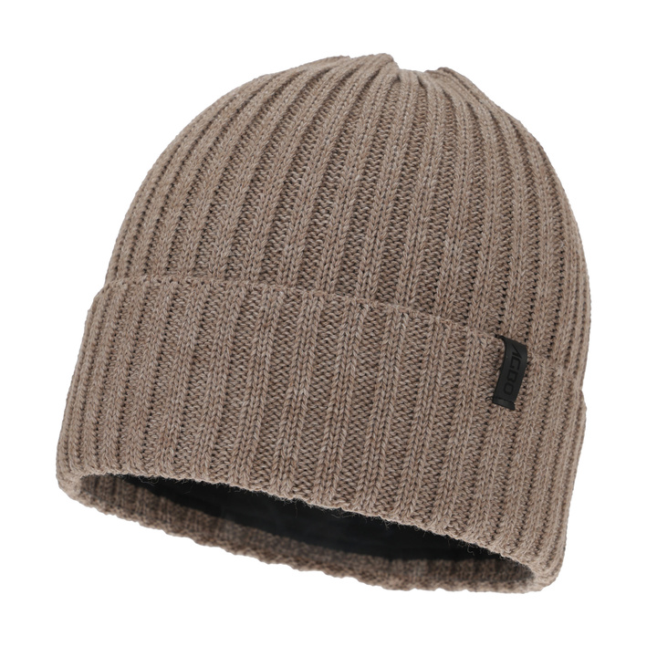 Men's winter hat, beige, with merino wool, Tyrol