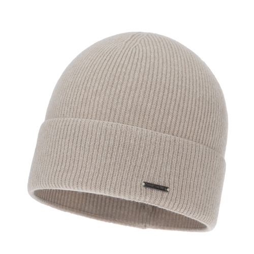Woman's autumn, winter hat, light beige, merino wool with cashmere, Sindra