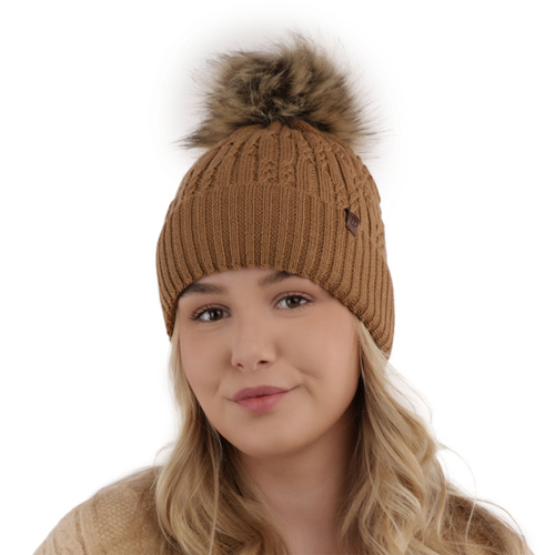 Woman's winter hat - green merino wool Larida