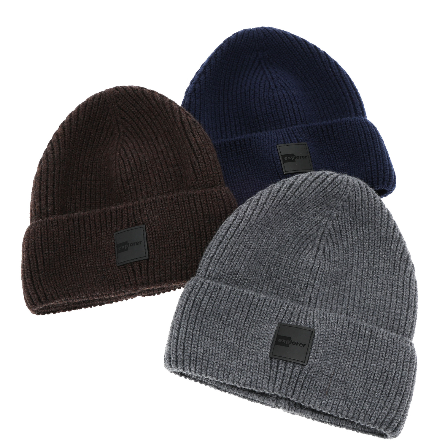 Men's winter hat navy grey 100% merino wool Iron